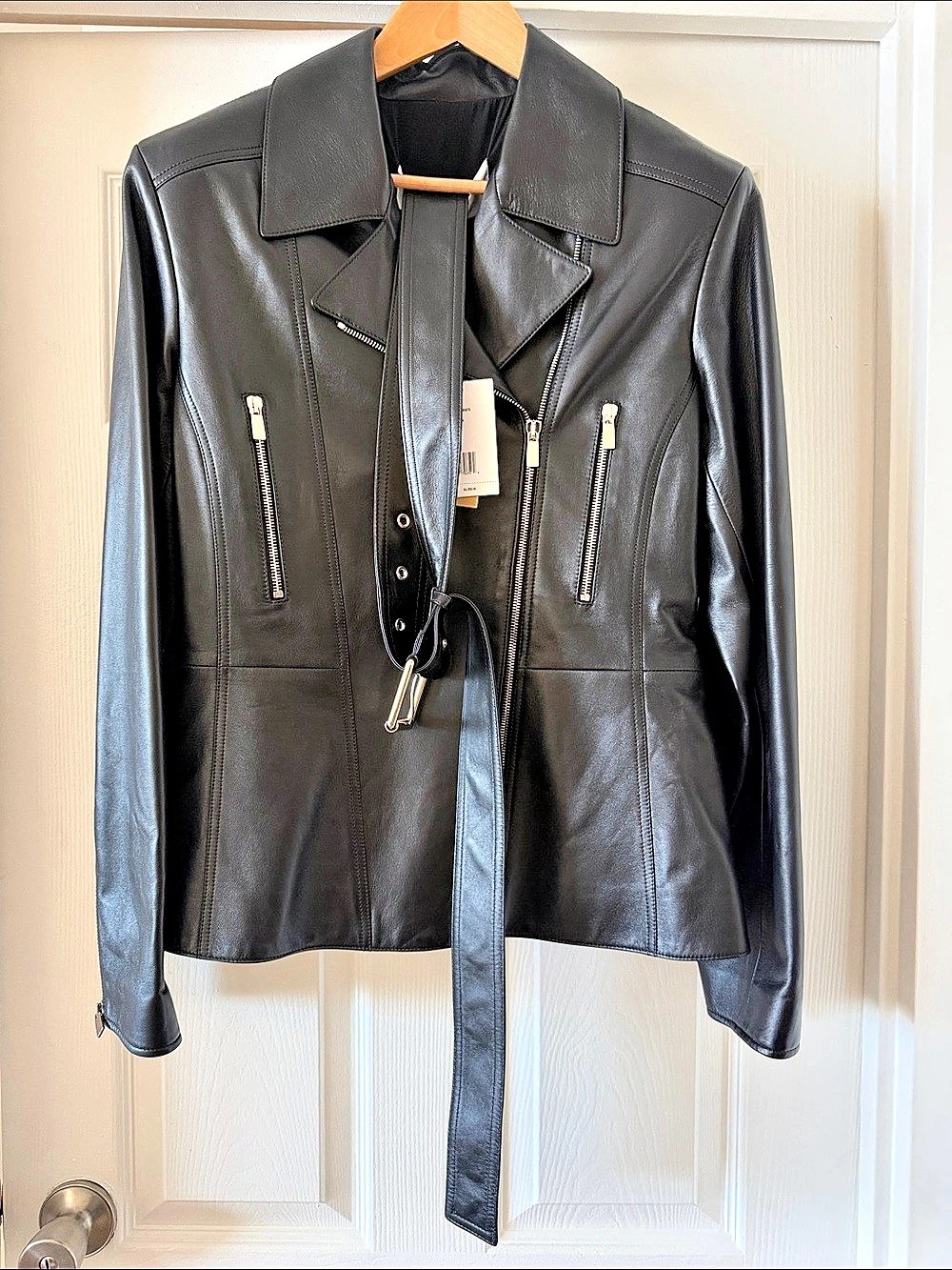 Michael Kors Leather Moto Jacket in Black NWT